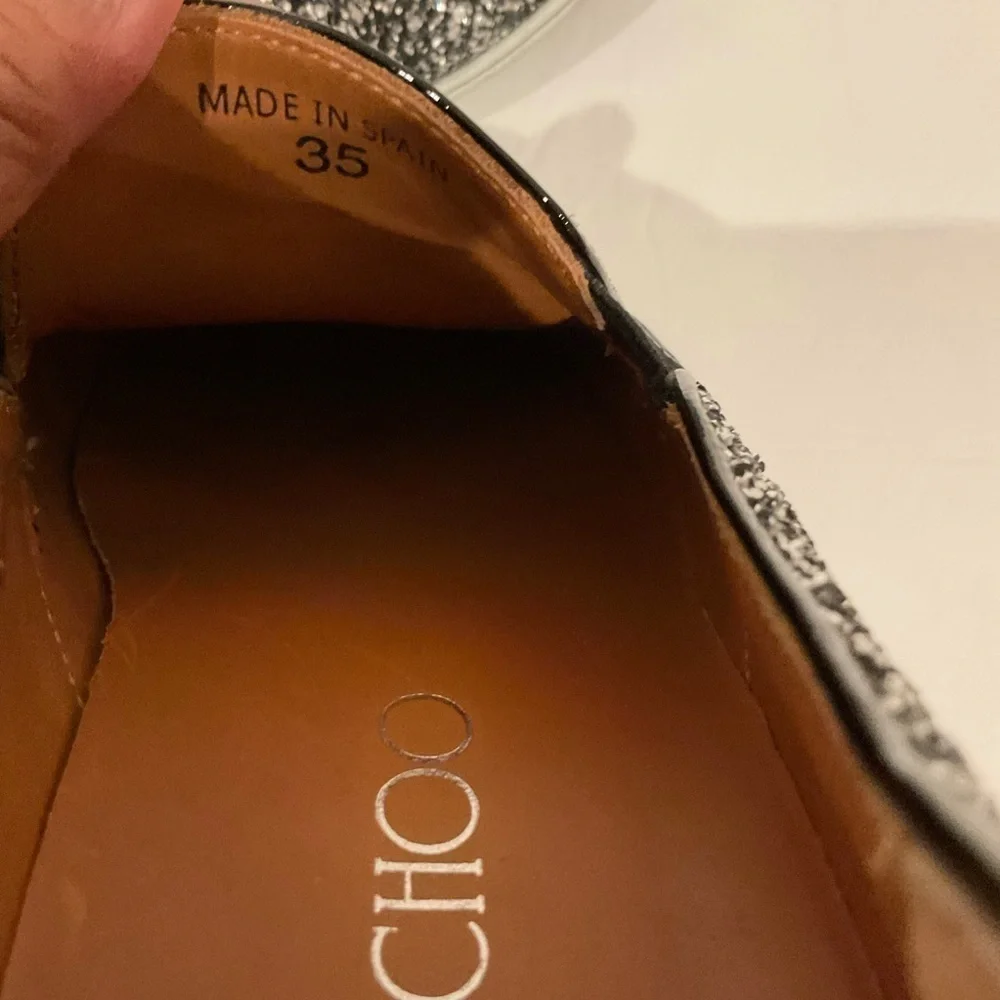 Jimmy Choo Demi Coarse Glitter Slip-Ons Sneakers Black and Silver - Picture 11 of 15
